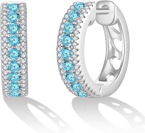 Hoop Earrings for Women 18K White Gold Plated 16mm Round Huggie Earrings Trendy Daily Birthstone Jewelry for Birthday Graduation in Kuwait