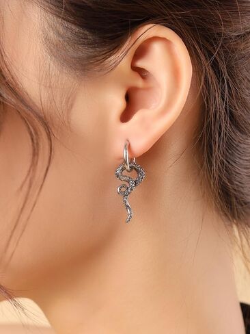 Sacina Goth Octopus Hoop Earrings, Gothic Emo Punk Grunge Earrings, Goth Jewelry, Halloween Christmas Jewelry Gift for Women in Kuwait