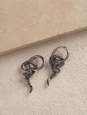Sacina Goth Octopus Hoop Earrings, Gothic Emo Punk Grunge Earrings, Goth Jewelry, Halloween Christmas Jewelry Gift for Women in Kuwait
