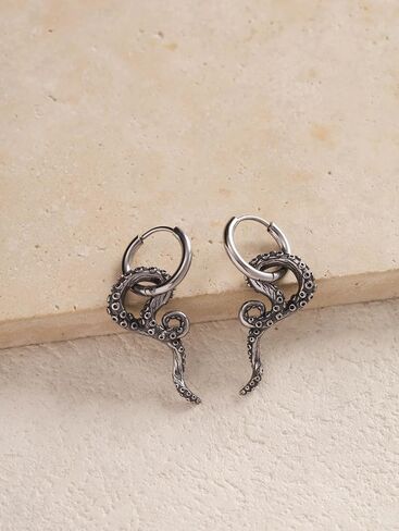Sacina Goth Octopus Hoop Earrings, Gothic Emo Punk Grunge Earrings, Goth Jewelry, Halloween Christmas Jewelry Gift for Women in Kuwait