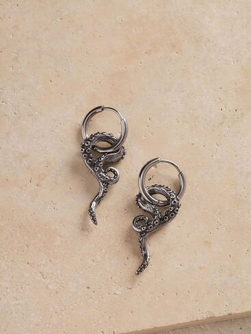 Sacina Goth Octopus Hoop Earrings, Gothic Emo Punk Grunge Earrings, Goth Jewelry, Halloween Christmas Jewelry Gift for Women in Kuwait