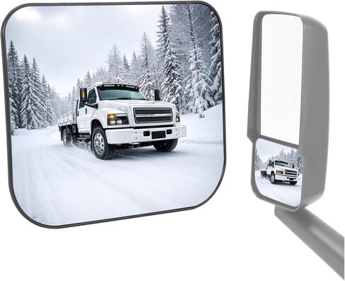 KUAFU Mirror Glass Compatible with 2003-2009 Chevy Chevrolet C4500 Kodiak GMC C4500 Topkick Glass Plastic Replacement for 19120556 Clear+Black (Side View Mirror Lower Glass) in Kuwait