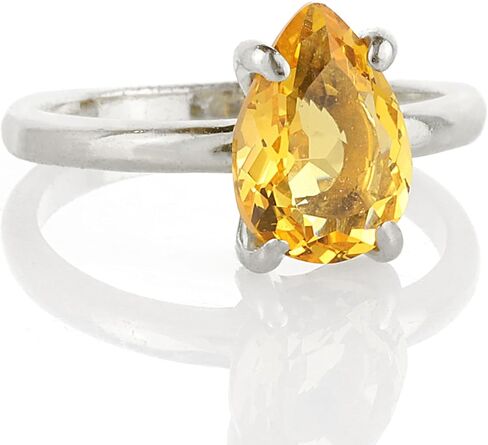 925 Sterling Silver Rings for Women - Citrine Ring - Artisan-crafted Yellow Ring for You and for A Loved One - With Fancy Box in Saudi Arabia