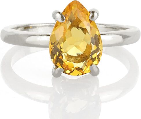 925 Sterling Silver Rings for Women - Citrine Ring - Artisan-crafted Yellow Ring for You and for A Loved One - With Fancy Box in Saudi Arabia