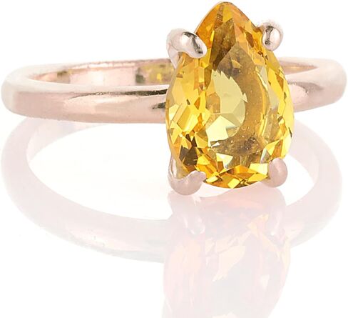 925 Sterling Silver Rings for Women - Citrine Ring - Artisan-crafted Yellow Ring for You and for A Loved One - With Fancy Box in Saudi Arabia
