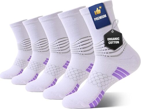 Women’s Cotton Crew Compression Socks 5 Pairs Breathable Skin-Friendly with Targeted Ankle Support & Dry-Fit in Saudi Arabia