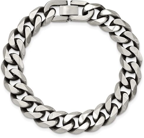 Reeds Stainless Steel Antique and Brushed Curb Chain Bracelet | 13mm | 8.5 Inches | Men's in Saudi Arabia