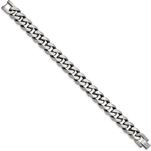 Reeds Stainless Steel Antique and Brushed Curb Chain Bracelet | 13mm | 8.5 Inches | Men's in Saudi Arabia