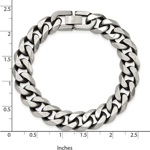 Reeds Stainless Steel Antique and Brushed Curb Chain Bracelet | 13mm | 8.5 Inches | Men's in Saudi Arabia