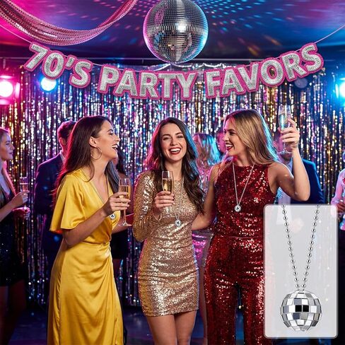60 Pcs Mirror Disco Ball Necklaces Bulk, 1.1 Inch Silver Hanging Balls Ornaments for 70s Disco Party Favors, Dance Supplies, Festival Decorations and Costume Accessories in Saudi Arabia