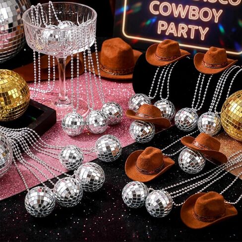 60 Pcs Mirror Disco Ball Necklaces Bulk, 1.1 Inch Silver Hanging Balls Ornaments for 70s Disco Party Favors, Dance Supplies, Festival Decorations and Costume Accessories in Saudi Arabia