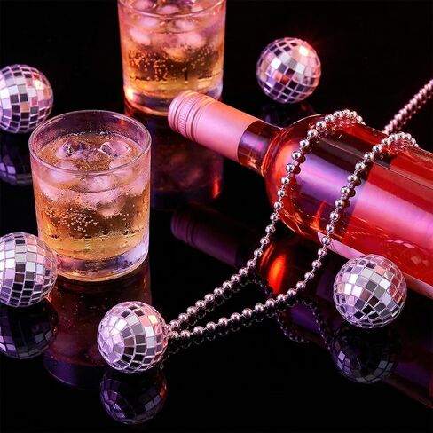60 Pcs Mirror Disco Ball Necklaces Bulk, 1.1 Inch Silver Hanging Balls Ornaments for 70s Disco Party Favors, Dance Supplies, Festival Decorations and Costume Accessories in Saudi Arabia