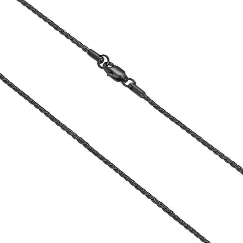 FOSIR Black Unique Snake Link Chain Necklace for Men and Women, Stainless Steel Twist Mens Chains, 2mm 2.5mm 3.2mm Width in Saudi Arabia