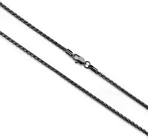 FOSIR Black Unique Snake Link Chain Necklace for Men and Women, Stainless Steel Twist Mens Chains, 2mm 2.5mm 3.2mm Width in Saudi Arabia