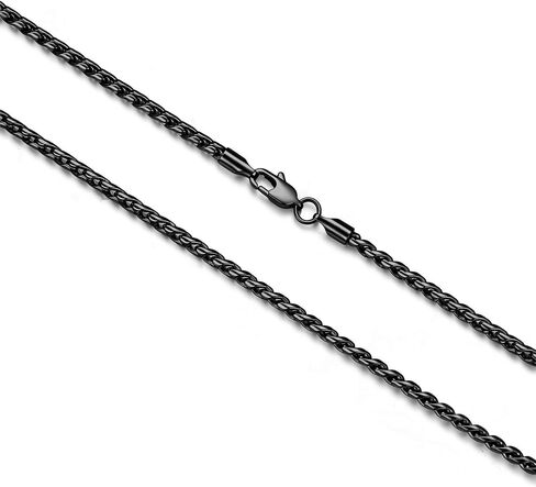 FOSIR Black Unique Snake Link Chain Necklace for Men and Women, Stainless Steel Twist Mens Chains, 2mm 2.5mm 3.2mm Width in Saudi Arabia