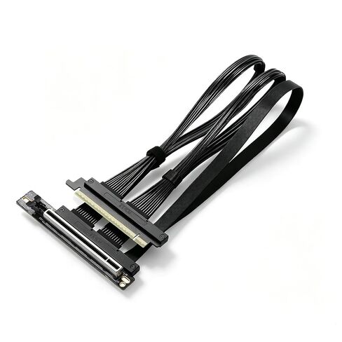 PCIe 5.0 X16 Riser Cable Right Angle Left Angle Straight Flexible Bundle Cable for AI Server 50-60 CM Length Black and White (Black, Left Angle 50m) in Kuwait