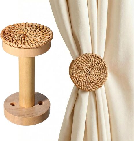 2 Pack Boho Curtain Holdbacks, Curtain Holders for Wall, Decorative Window Holdbacks for Sheer and Blackout Panels in Kuwait