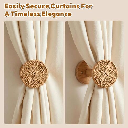 2 Pack Boho Curtain Holdbacks, Curtain Holders for Wall, Decorative Window Holdbacks for Sheer and Blackout Panels in Kuwait