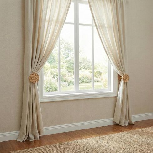 2 Pack Boho Curtain Holdbacks, Curtain Holders for Wall, Decorative Window Holdbacks for Sheer and Blackout Panels in Kuwait