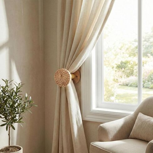 2 Pack Boho Curtain Holdbacks, Curtain Holders for Wall, Decorative Window Holdbacks for Sheer and Blackout Panels in Kuwait