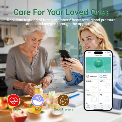 الحلقة الذكية للنساء والرجال ، حلقة مراقبة الصحة مع معدل ضربات القلب ، أكسجين الدم ، ضغط الدم ، حلقة اللياقة البدنية للماء IP68 ، مراقبة النوم لجهاز iPhone و Android ، بدون رسوم تطبيق (Lavender Pink ، 7#) in Kuwait