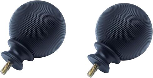 FDXGYH 2 Pcs Curtain End Cap Finials for 1 Inch Curtain Rod | Curtain End Caps Corrugated with M6 Screws Ball Diameter 6.0 cm / 2.36 Inch (Black) in Kuwait