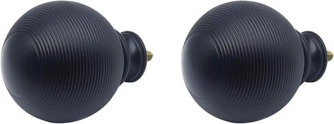 FDXGYH 2 Pcs Curtain End Cap Finials for 1 Inch Curtain Rod | Curtain End Caps Corrugated with M6 Screws Ball Diameter 6.0 cm / 2.36 Inch (Black) in Kuwait