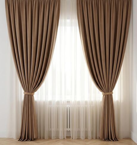 4 PCS Outdoor Curtain Ties, Natural Jute & Cotton Farmhouse Curtain Tiebacks with No-Drill Design (Brown, 9.4 X 0.8 Inches) in Saudi Arabia