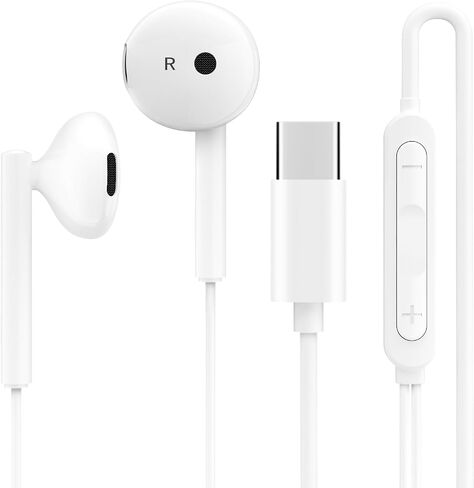 USB C Headphones for iPhone 17 16 15, Wired Headphones USBC for iPad Pro Air Mini, iPad 10th, MacBook, Type C Earbuds for Samsung, Google Pxiel, Earphones for Lenovo, Dell, Microphone, Volume Control in Kuwait