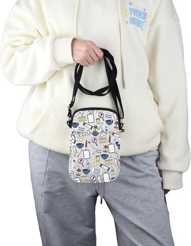 G2TUP Future Pharmacy Tech Gift Medical Doodle Crossbody Bag Pharmacist Technician Travel Bag Medication Design Gift in Kuwait