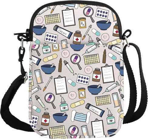 G2TUP Future Pharmacy Tech Gift Medical Doodle Crossbody Bag Pharmacist Technician Travel Bag Medication Design Gift in Kuwait