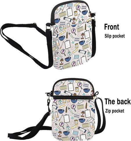 G2TUP Future Pharmacy Tech Gift Medical Doodle Crossbody Bag Pharmacist Technician Travel Bag Medication Design Gift in Kuwait