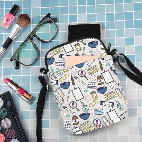 G2TUP Future Pharmacy Tech Gift Medical Doodle Crossbody Bag Pharmacist Technician Travel Bag Medication Design Gift in Kuwait