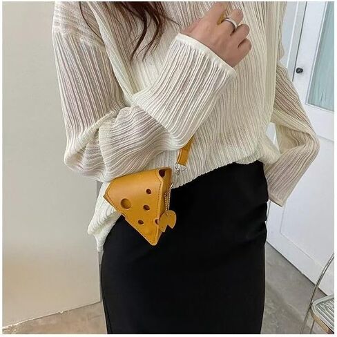 Fashion PU Leather Cheese Shaped Crossbody Bag, Creative Mini Shoulder Bag Fashion Handbag Wallet Purse for Women in Saudi Arabia