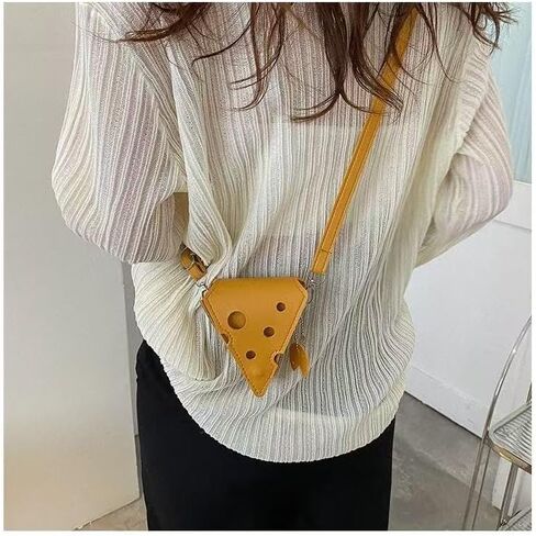 Fashion PU Leather Cheese Shaped Crossbody Bag, Creative Mini Shoulder Bag Fashion Handbag Wallet Purse for Women in Saudi Arabia