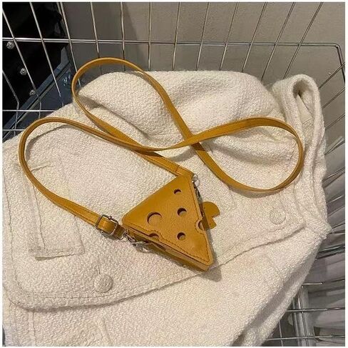 Fashion PU Leather Cheese Shaped Crossbody Bag, Creative Mini Shoulder Bag Fashion Handbag Wallet Purse for Women in Saudi Arabia