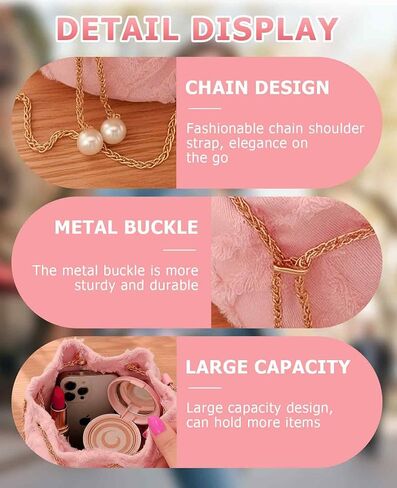 Jean Purses for Women, Denim Quilted Drawstring Crossbody Bags Bucket (Pink) in Saudi Arabia