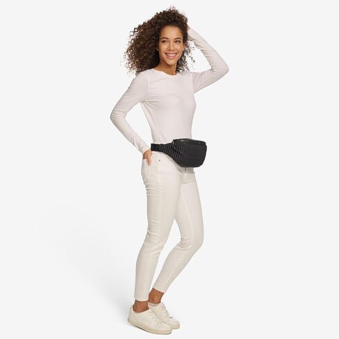 DKNY Women's Mack Nylon Belt Bag, Black/Black, One Size in Kuwait