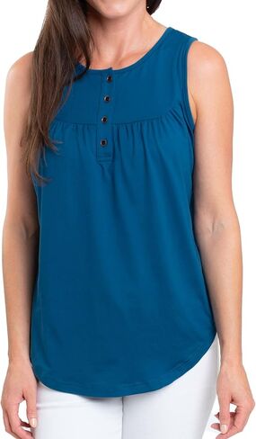 Elsie & Zoey Women's Sleeveless Tops - Tobi Henley Tank Top with Button Design, Womens Summer Blouses, Small to 2XL in Saudi Arabia