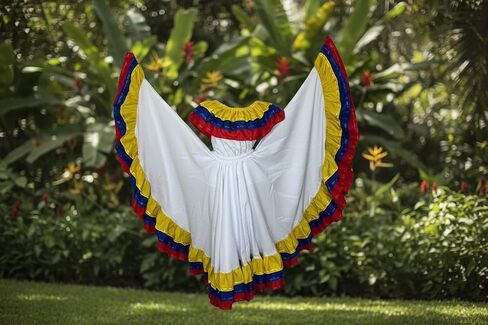 Colombia Traditional Cumbia Dress with Wide Fancy Ribbon in Saudi Arabia