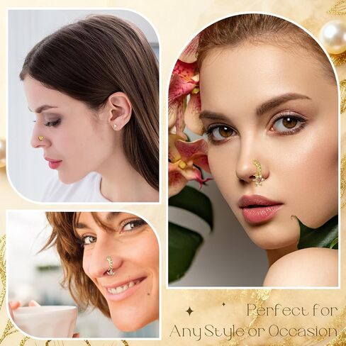 Liliaafar 48 Pcs L Shaped Gold Dangle Nose Rings Hoop for Women, Dangling Cute Nose Studs Stainless Steel Piercing Jewelry in Saudi Arabia