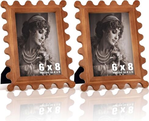 Lineshading 2 حزمة إطارات صور خشبية، 2.5x3.5 إطار صورة صغير مطفأ إلى 2x3 بوصة صورة من خشب الساج الصلب الطبيعي إطار صورة صغير، للطاولة والتركيب على الحائط in Kuwait
