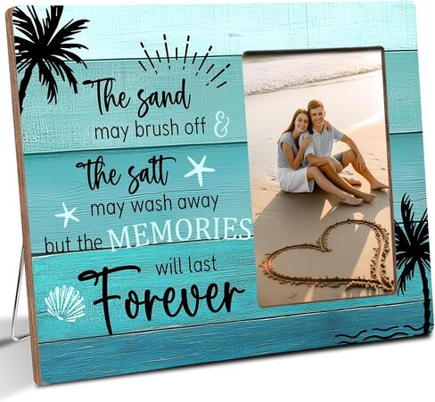 Summer Beach Wooden Picture Frame Gifts for Beach Lovers, Memories Last Forever, Summer Home Decor, Fits 4x6 Photo Frame in Saudi Arabia