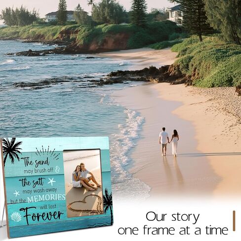 Summer Beach Wooden Picture Frame Gifts for Beach Lovers, Memories Last Forever, Summer Home Decor, Fits 4x6 Photo Frame in Saudi Arabia