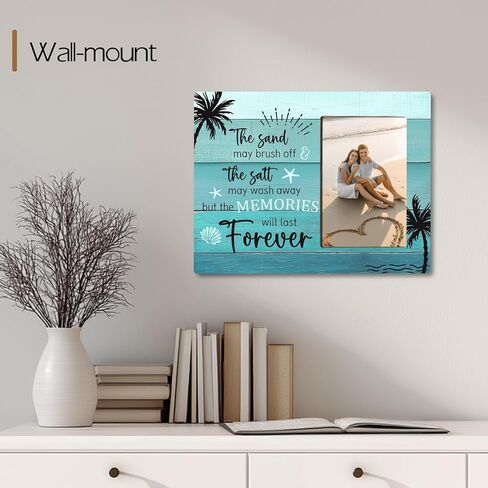 Summer Beach Wooden Picture Frame Gifts for Beach Lovers, Memories Last Forever, Summer Home Decor, Fits 4x6 Photo Frame in Saudi Arabia