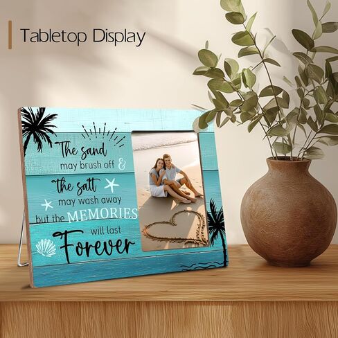 Summer Beach Wooden Picture Frame Gifts for Beach Lovers, Memories Last Forever, Summer Home Decor, Fits 4x6 Photo Frame in Saudi Arabia