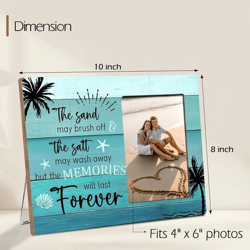 Summer Beach Wooden Picture Frame Gifts for Beach Lovers, Memories Last Forever, Summer Home Decor, Fits 4x6 Photo Frame in Saudi Arabia