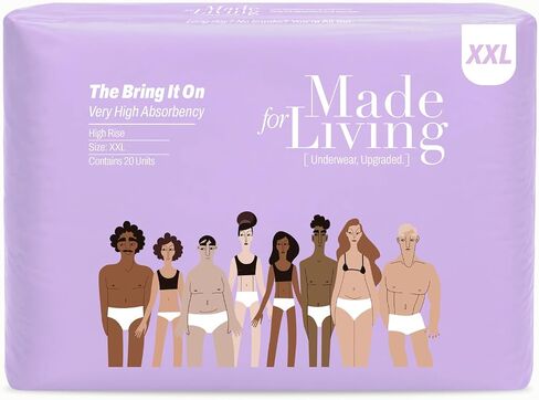 Made for Living The Bring It On Adult Pull Ups for Women & Men – Full Body Stretch Absorbent Underwear with Leak Protection, Odor Control & Up to 8 Cups Absorbency Day & Night - XL 20 Count in Saudi Arabia