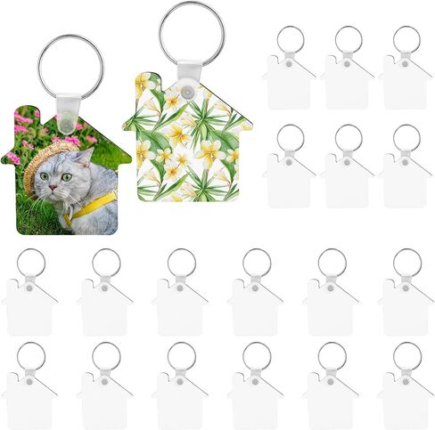 Framendino, 20 Pack Sublimation Keychain Blanks House Shaped MDF Double-sided Heat Transfer Key Chains for DIY Craft in Kuwait