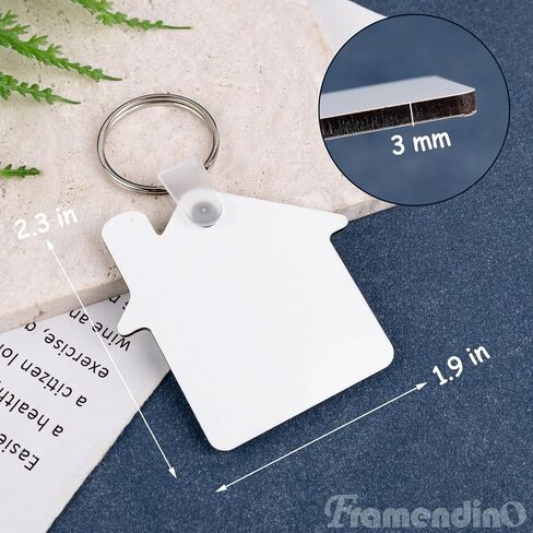 Framendino, 20 Pack Sublimation Keychain Blanks House Shaped MDF Double-sided Heat Transfer Key Chains for DIY Craft in Kuwait